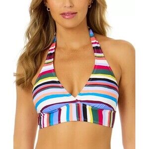 Anne Cole Marilyn Striped Halter Bikini Top Size Large